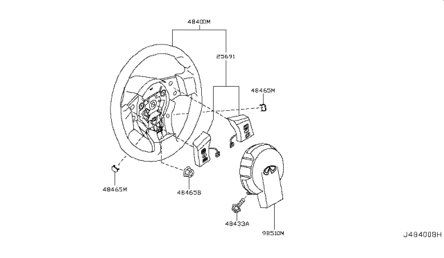 2007 Infiniti FX45 Steering Wheel Assembly Without Pad Diagram for 48430-CL91A