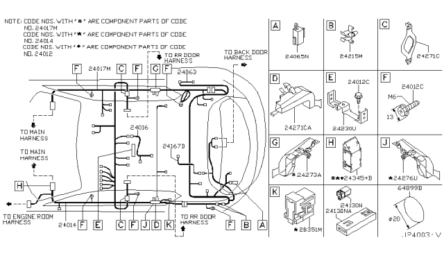 2004 Infiniti FX45 Harness Assembly-Body Diagram for 24014-CG720