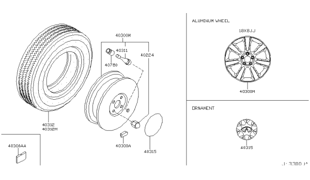2004 Infiniti FX35 Road Wheel & Tire Diagram 3