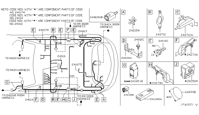 2003 Infiniti FX45 Harness Assembly-Body Diagram for 24014-CG760