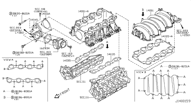 2007 Infiniti FX35 Manifold-Intake Diagram for 14001-EH00A