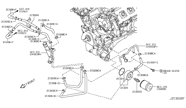 2007 Infiniti FX45 Cooler Assembly-Oil Diagram for 21305-CG00A