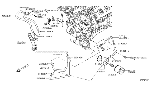 2005 Infiniti FX45 Cooler Assembly-Oil Diagram for 21305-CG000