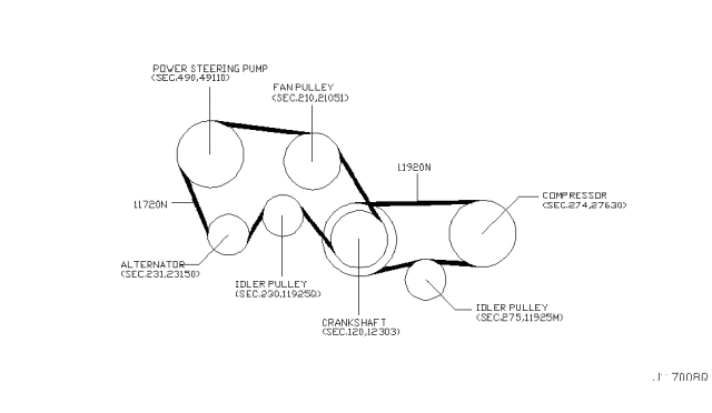 2004 Infiniti FX35 Fan,Compressor & Power Steering Belt Diagram 2
