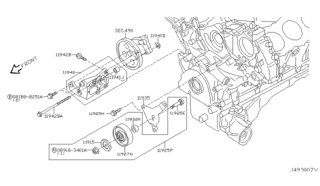 2007 Infiniti FX45 TENSIONER Assembly Auto Diagram for 11925-AR010