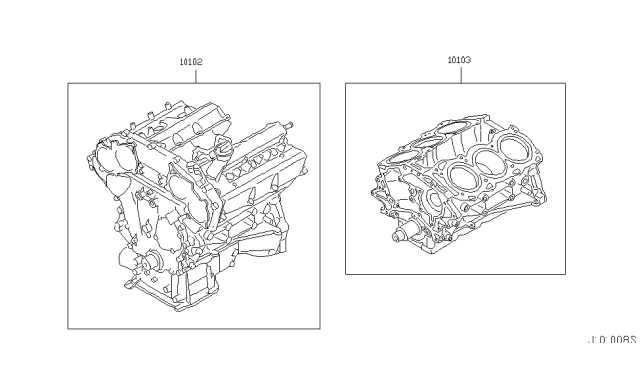 2007 Infiniti FX35 Bare & Short Engine Diagram 2