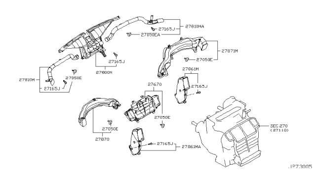 2006 Infiniti FX35 Nozzle-Side Defroster Driver Diagram for 27811-CG000