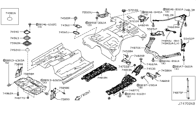 2012 Infiniti G37 Stay Assembly-Rear Pin Diagram for 74840-1EA0A