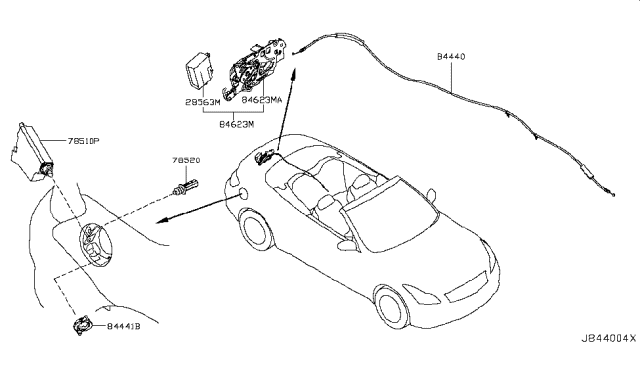 2010 Infiniti G37 Trunk Lid Closure Assembly Diagram for 84622-JJ50A