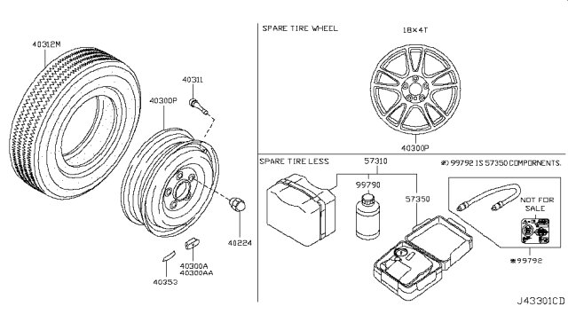 2009 Infiniti G37 Road Wheel & Tire Diagram 4