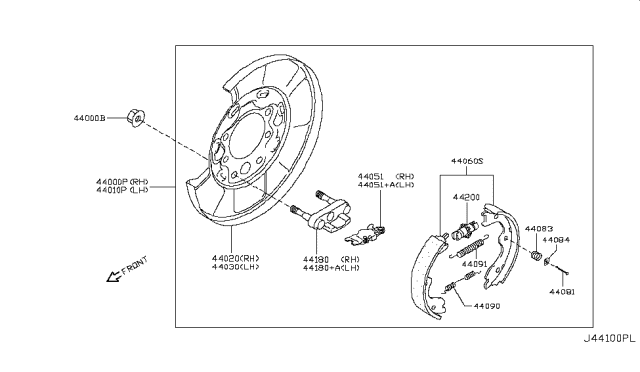 2010 Infiniti G37 Rear Brake Plate Assembly, Right Diagram for 44020-JK06A