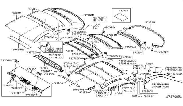 2015 Infiniti Q60 GARN Assembly-Rear Roof Diagram for 971B2-JJ50A