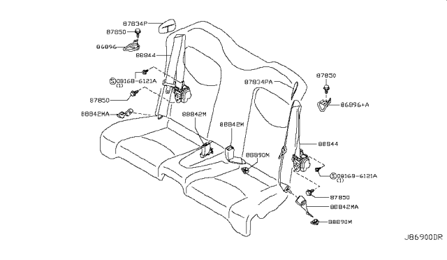 2013 Infiniti G37 Rear Seat Belt Diagram