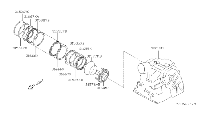 2002 Infiniti G20 Retainer Assy-Spring,Low & Reverse Brake Diagram for 31655-31X02