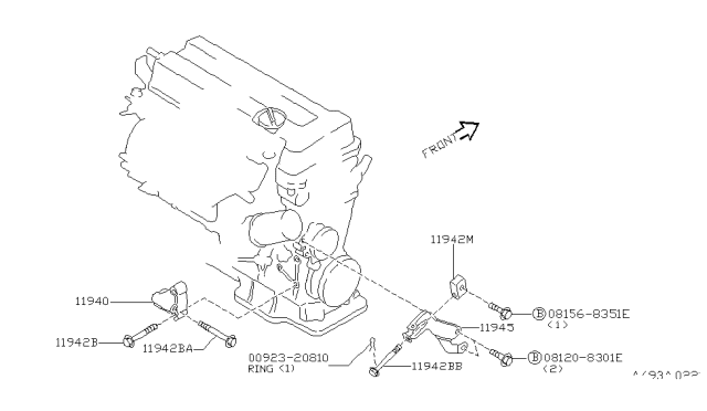 2000 Infiniti G20 Bracket-Power Steering Oil Pump Diagram for 11940-53J00