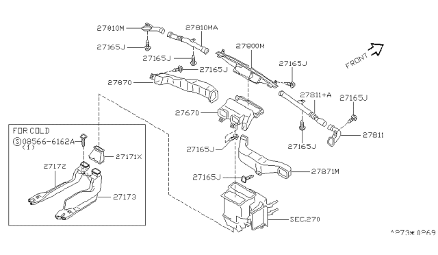 1999 Infiniti G20 Nozzle-Side Defroster Driver Diagram for 27810-2J900