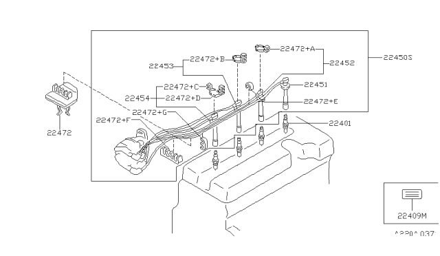 2000 Infiniti G20 Clamp-High Tension Cable Diagram for 22472-53J13