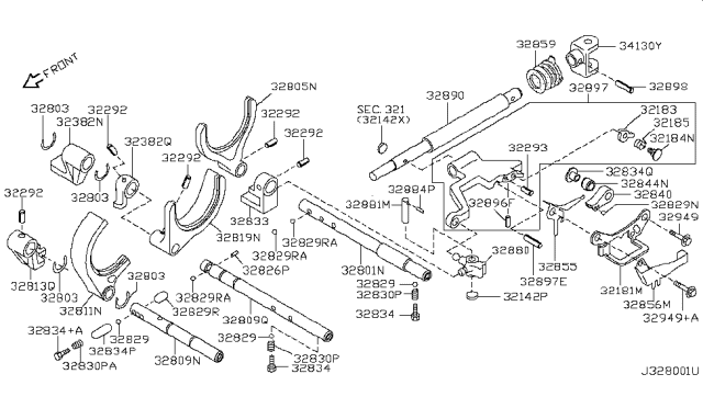 1999 Infiniti G20 Fork-Shift,1st & 2nd Diagram for 32805-50J00