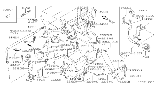 1999 Infiniti G20 Clamp-Hose,B Diagram for 24220-78J05