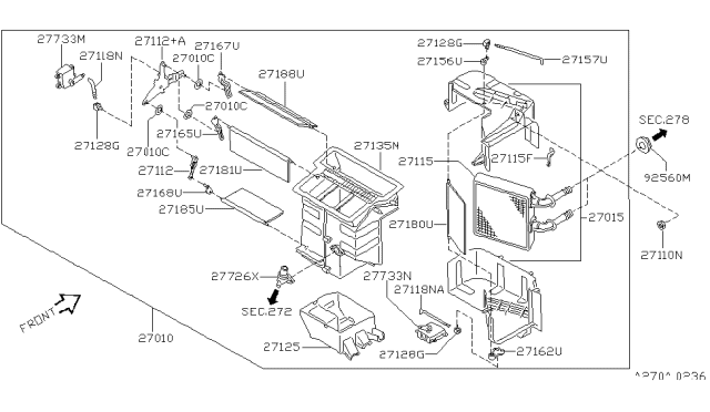 1999 Infiniti G20 Core Assy-Front Heater Diagram for 27140-1N700