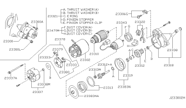 2002 Infiniti G20 Motor Assy-Starter Diagram for 23300-4M800