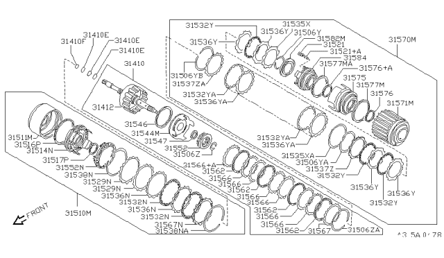2000 Infiniti G20 Piston Assy-Overrun Clutch Diagram for 31584-31X01