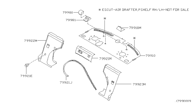 2000 Infiniti G20 Finisher-Rear Parcel Shelf Diagram for 79910-7J420