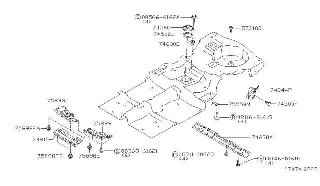 2001 Infiniti G20 Cover-Front Under,L Diagram for 75899-2J300