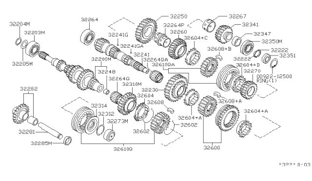 2000 Infiniti G20 Gear Assembly-1ST Diagram for 32231-2J710