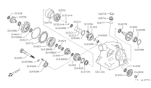 2002 Infiniti G20 Bearing-Taper Diagram for 31408-31X13