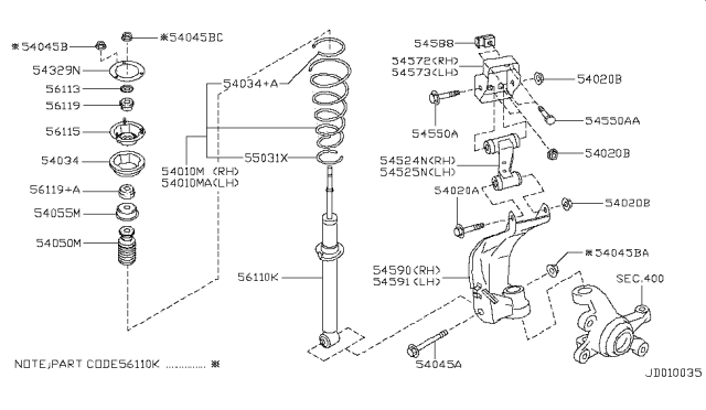 2000 Infiniti G20 ABSORBER Kit-Shock,Front Diagram for 56110-3J126