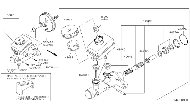 2004 Infiniti G35 Piston Kit-Tandem Brake Master Cylinder Diagram for 46011-CD025