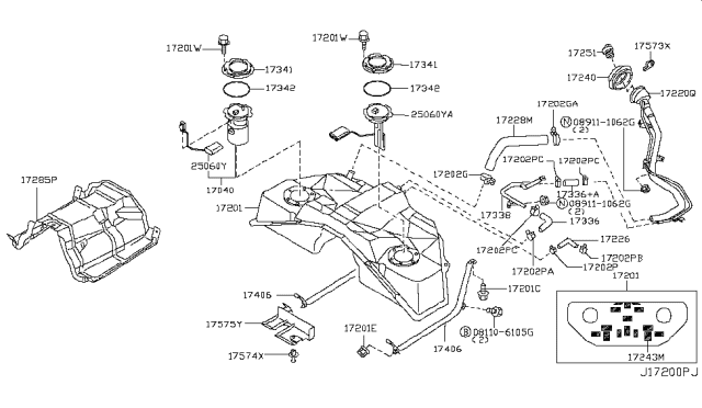 2004 Infiniti G35 In Tank Fuel Pump Diagram for 17040-CD010