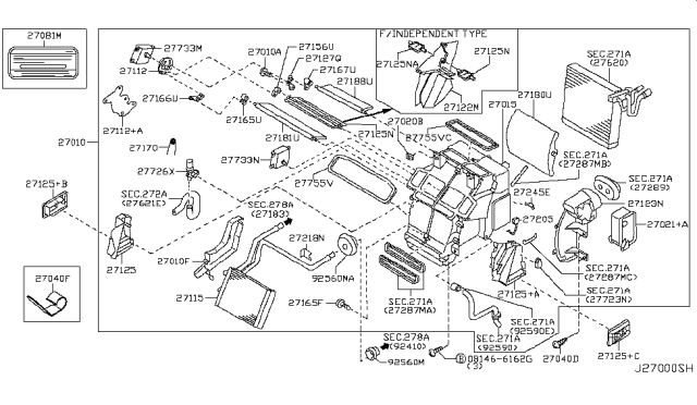 2006 Infiniti G35 Duct Assembly-Foot Diagram for 27125-AM60A