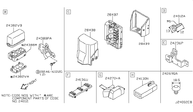 2003 Infiniti G35 Cover-Relay Box Diagram for 24382-AM610