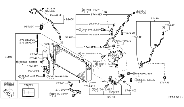 2007 Infiniti G35 Condenser & Liquid Tank Assy Diagram for 92100-AL570