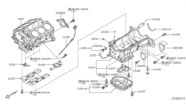 2005 Infiniti G35 Cylinder Block & Oil Pan Diagram 1