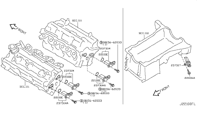 2004 Infiniti G35 Crankshaft Position Sensor Replacement Diagram for 23731-AL605