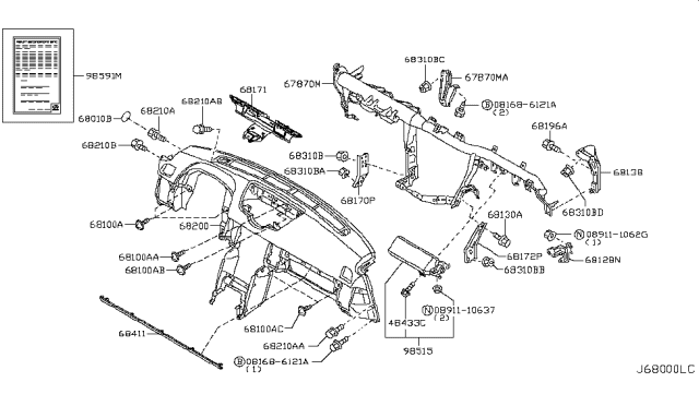 2004 Infiniti G35 FINISHER-Instrument,A Diagram for 68411-AC700