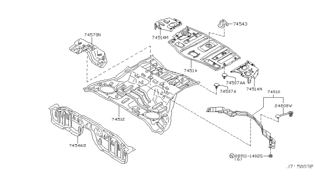 2003 Infiniti G35 Floor Panel (Rear) Diagram 1