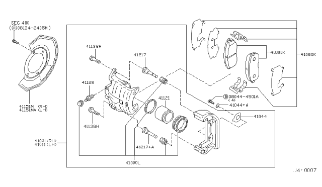 2004 Infiniti G35 Seal Kit-Disc Brake Diagram for 41120-0V725