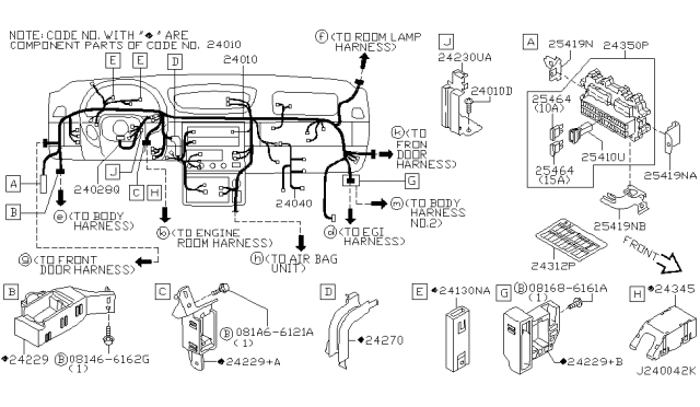 2006 Infiniti G35 Harness Assembly-Air Conditioner Diagram for 24040-CD000