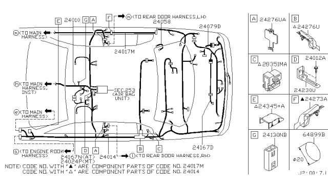 2005 Infiniti G35 Harness-Body,NO2 Diagram for 24017-AM860