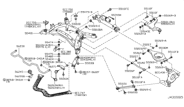 2005 Infiniti G35 Bush-Rear Stabilizer Diagram for 54613-AQ021