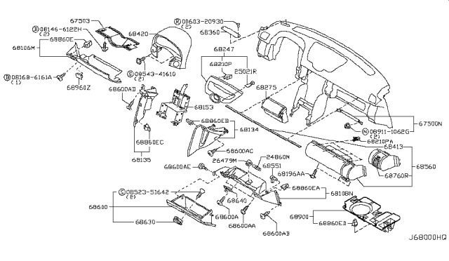 2005 Infiniti G35 Finisher-Cluster Lid Diagram for 68247-AM602