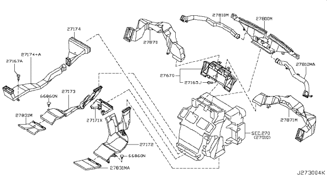 2004 Infiniti G35 Duct-Heater Diagram for 27830-AM605