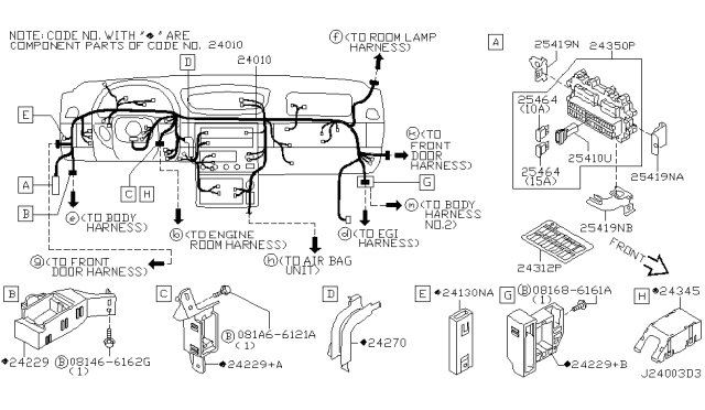 2003 Infiniti G35 Harness Assembly-Main Diagram for 24010-AM600