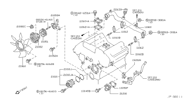 2003 Infiniti G35 Pump Assembly - Water Diagram for 21010-AL526