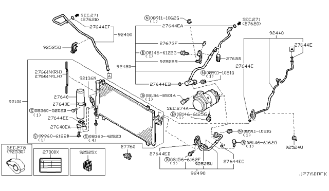 2003 Infiniti G35 Condenser,Liquid Tank & Piping Diagram 1