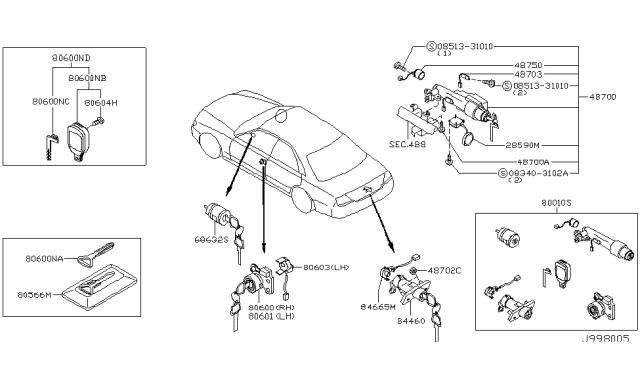 2003 Infiniti M45 Switch-Ignition Diagram for 48750-D4000